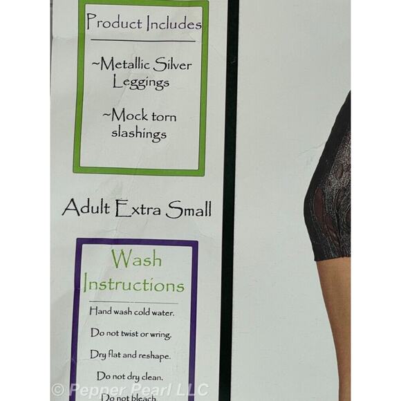 Vampire Costume Leggings Adult Extra Small Metallic for Halloween Cosplay - Picture 3 of 9